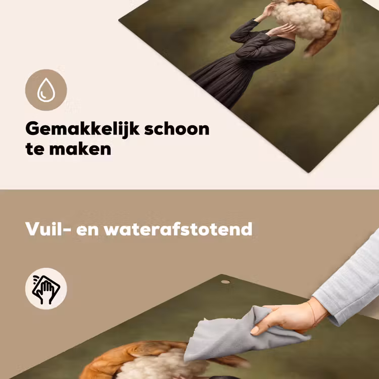 Vos - Surrealistisch - Groen Inductie beschemer met haakjes klein -ky-schoon-nl