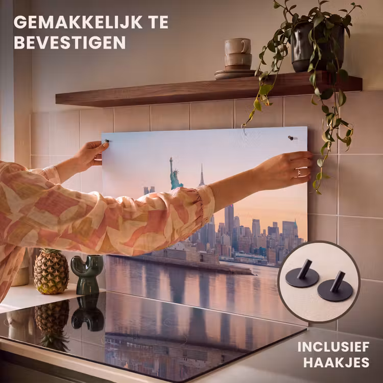 Vrijheidsbeeld - New York - Zonsopgang - Stad - Architectuur Inductie beschemer met haakjes klein -ky-ophangen-nl