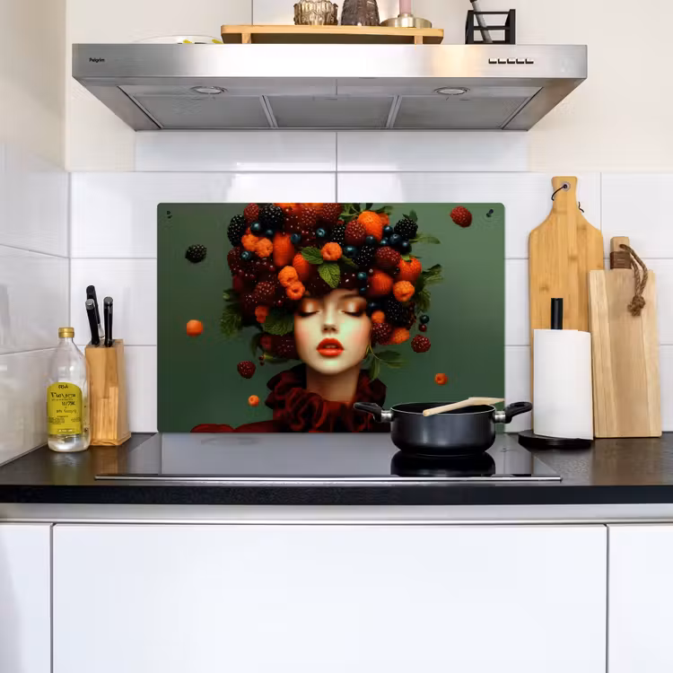 Vrouw - Aardbeien - Frambozen - Bramen - Bessen Inductie beschemer met haakjes klein -sfeer2