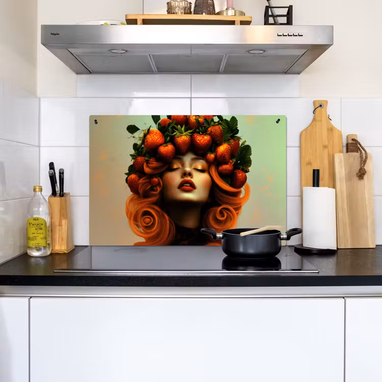 Vrouw - Aardbeien - Kroon Inductie beschemer met haakjes klein -sfeer2