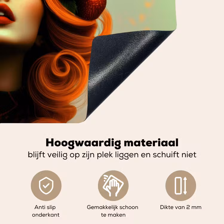 Vrouw - Aardbeien - Kroon Inductie beschemer met haakjes klein -ky-onderkant-nl