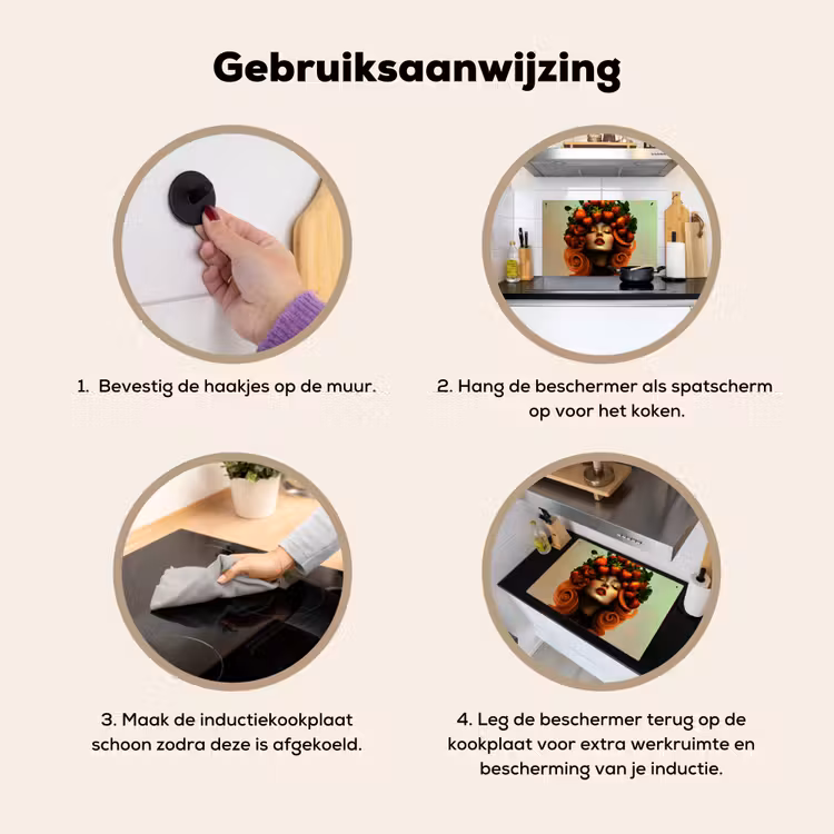 Vrouw - Aardbeien - Kroon Inductie beschemer met haakjes klein -ky-gebruik-nl