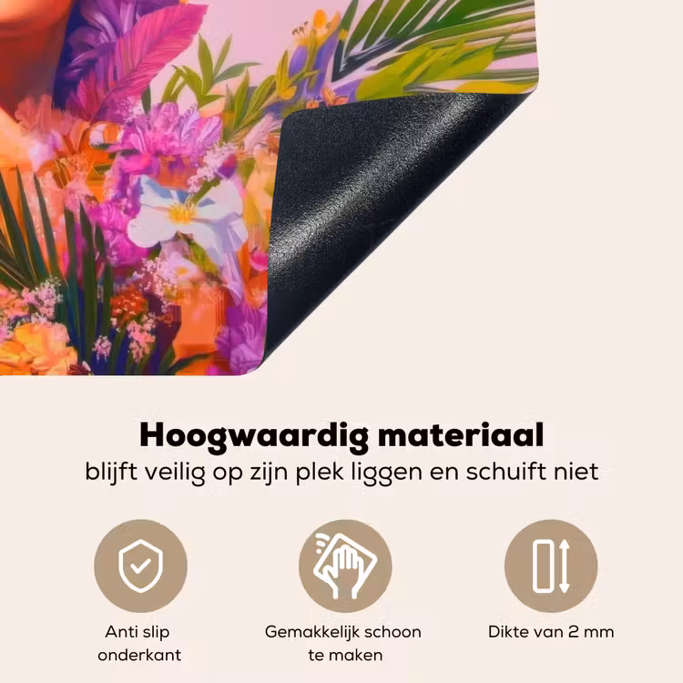 Vrouw - Abstract - Cirkel - Bloemen Inductie beschemer met haakjes klein -ky-onderkant-nl