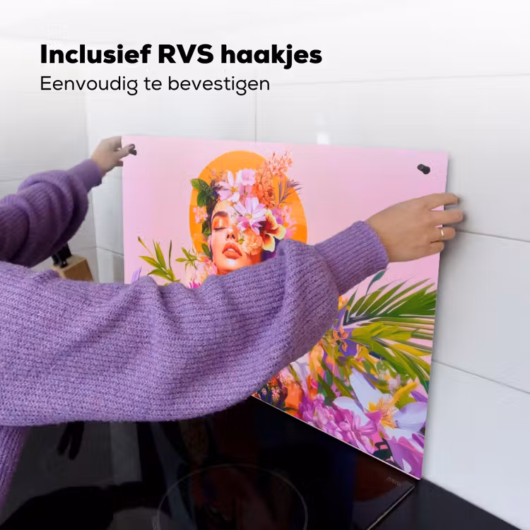 Vrouw - Abstract - Cirkel - Bloemen Inductie beschemer met haakjes klein -ky-ophangen-nl