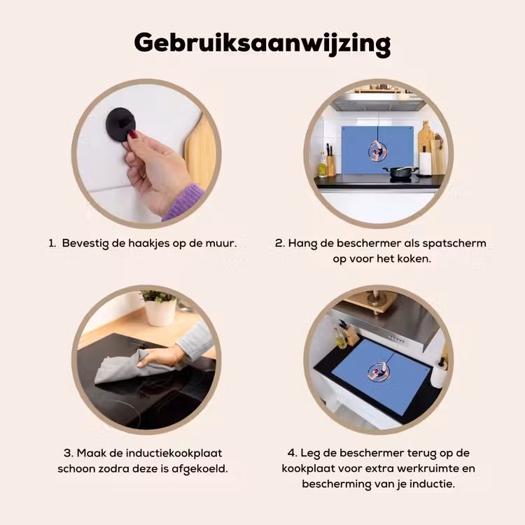 Vrouw - Aerial hoop - Art deco - Illustratie - Blauw Inductie beschemer met haakjes klein -ky-gebruik-nl