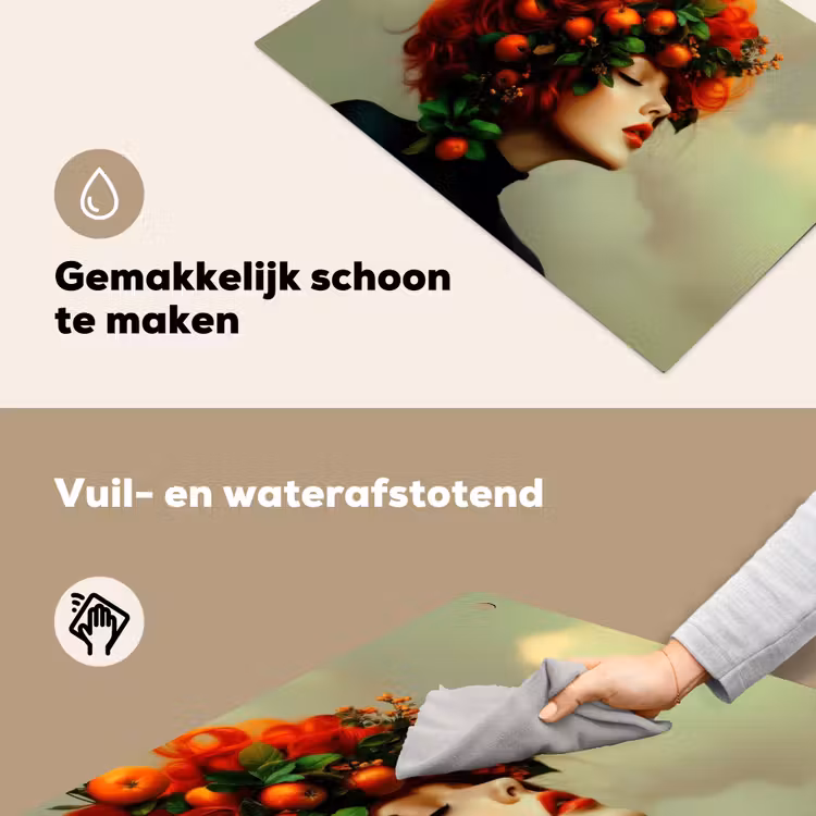Vrouw - Appels - Rood - Bladeren Inductie beschemer met haakjes klein -ky-schoon-nl