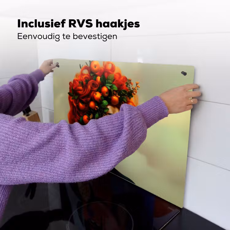 Vrouw - Appels - Rood - Bladeren Inductie beschemer met haakjes klein -ky-ophangen-nl