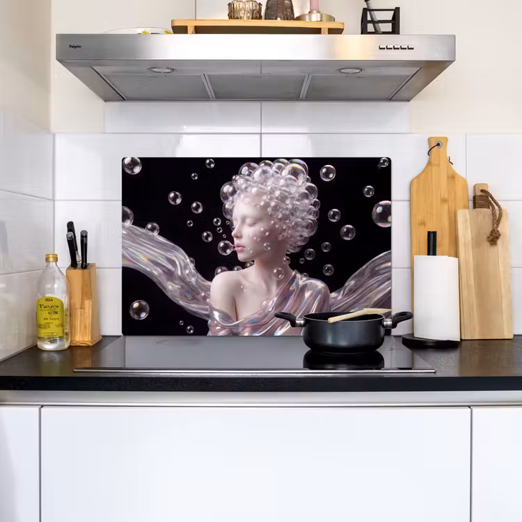 Vrouw - Bellen - Abstract - Kleurrijk Inductie beschemer met haakjes klein -sfeer2