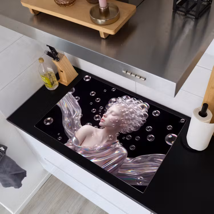 Vrouw - Bellen - Abstract - Kleurrijk Inductie beschemer met haakjes klein -sfeer1