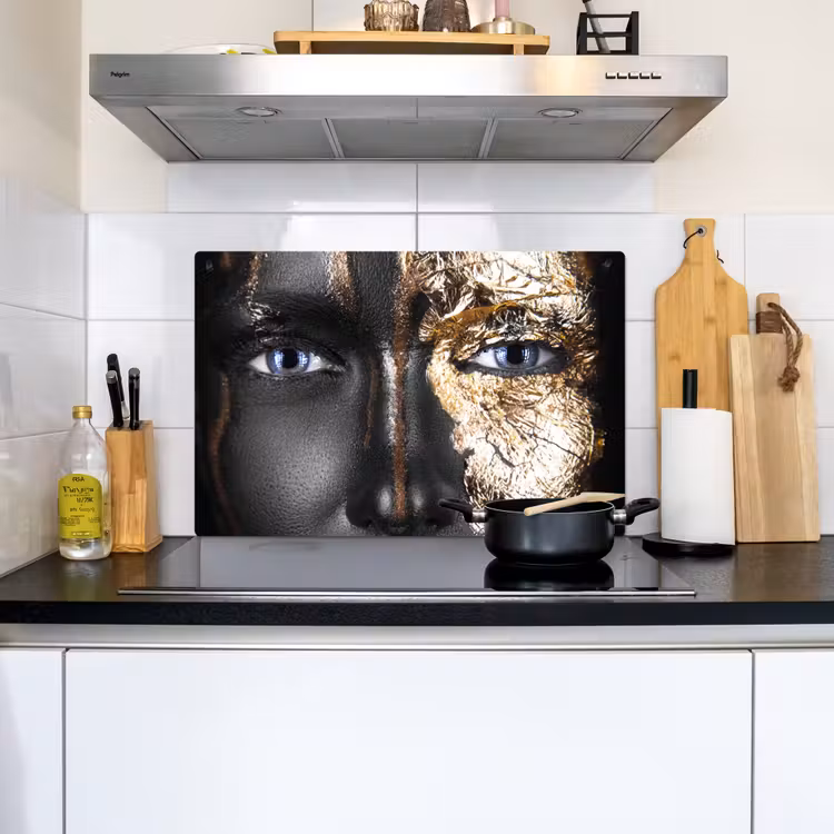 Vrouw - Bladgoud - Zwart - Goud - Luxe Inductie beschemer met haakjes klein -sfeer2