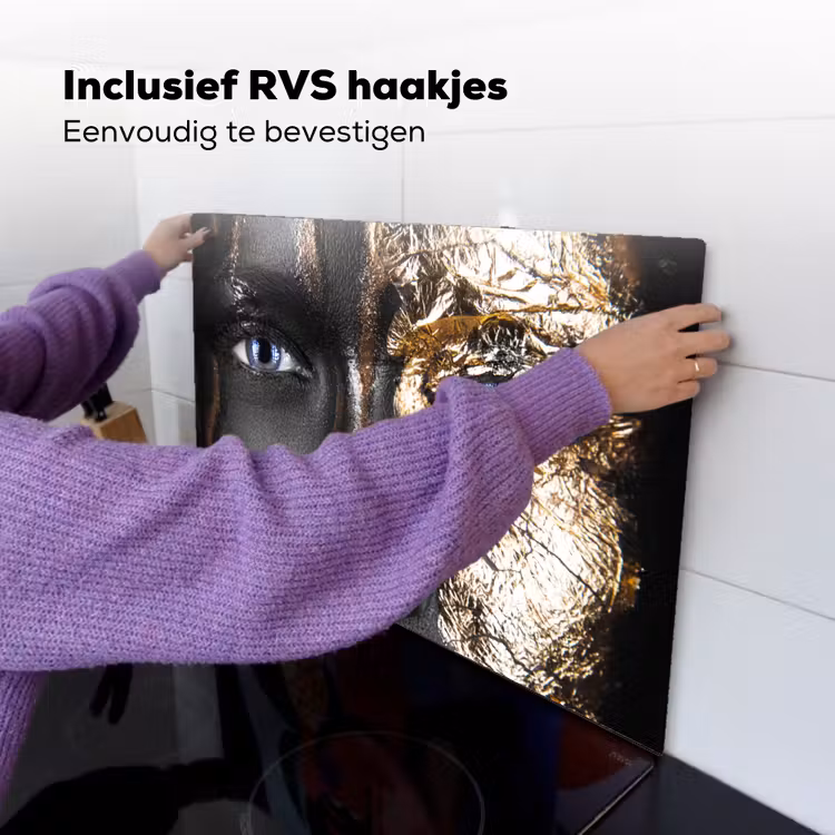 Vrouw - Bladgoud - Zwart - Goud - Luxe Inductie beschemer met haakjes klein -ky-ophangen-nl