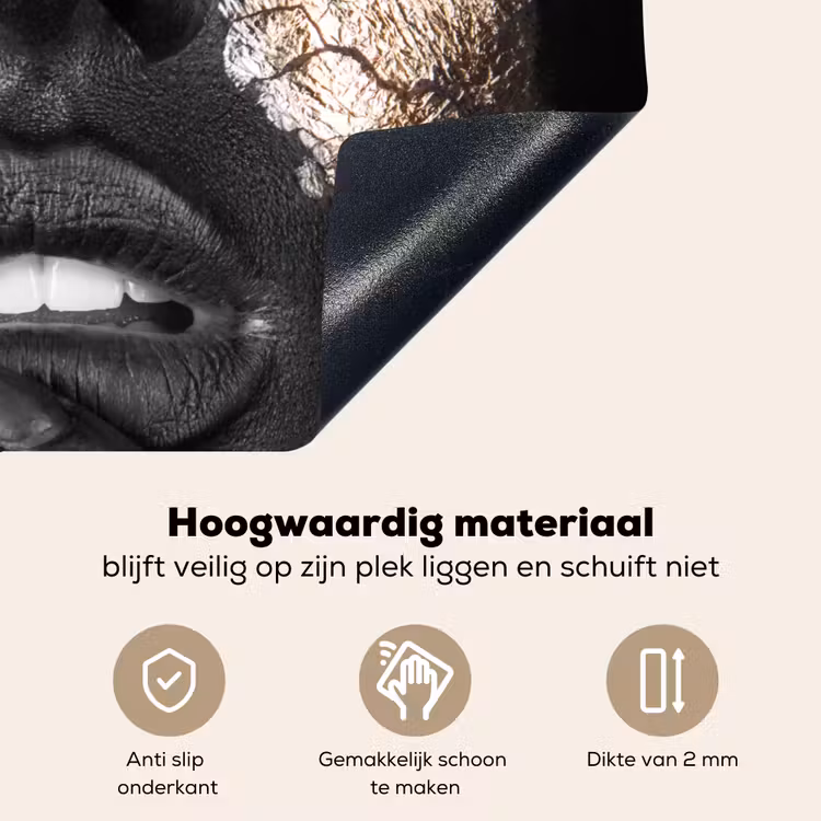 Vrouw - Bladgoud - Zwart - Huid - Luxe Inductie beschemer met haakjes klein -ky-onderkant-nl