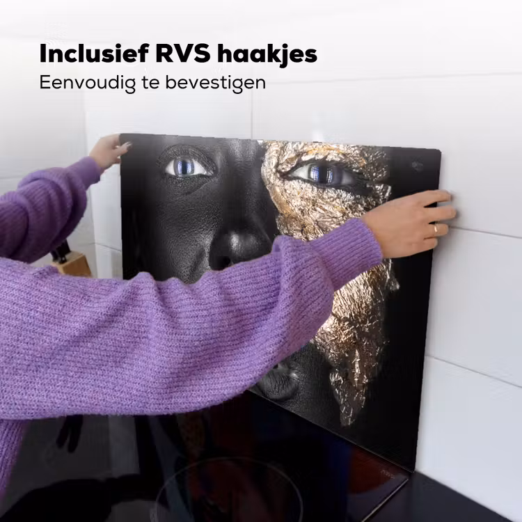 Vrouw - Bladgoud - Zwart - Huid - Luxe Inductie beschemer met haakjes klein -ky-ophangen-nl