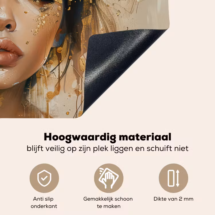 Vrouw - Bloemen - Goud - Portret Inductie beschemer met haakjes klein -ky-onderkant-nl