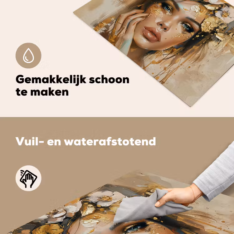 Vrouw - Bloemen - Goud - Portret Inductie beschemer met haakjes klein -ky-schoon-nl