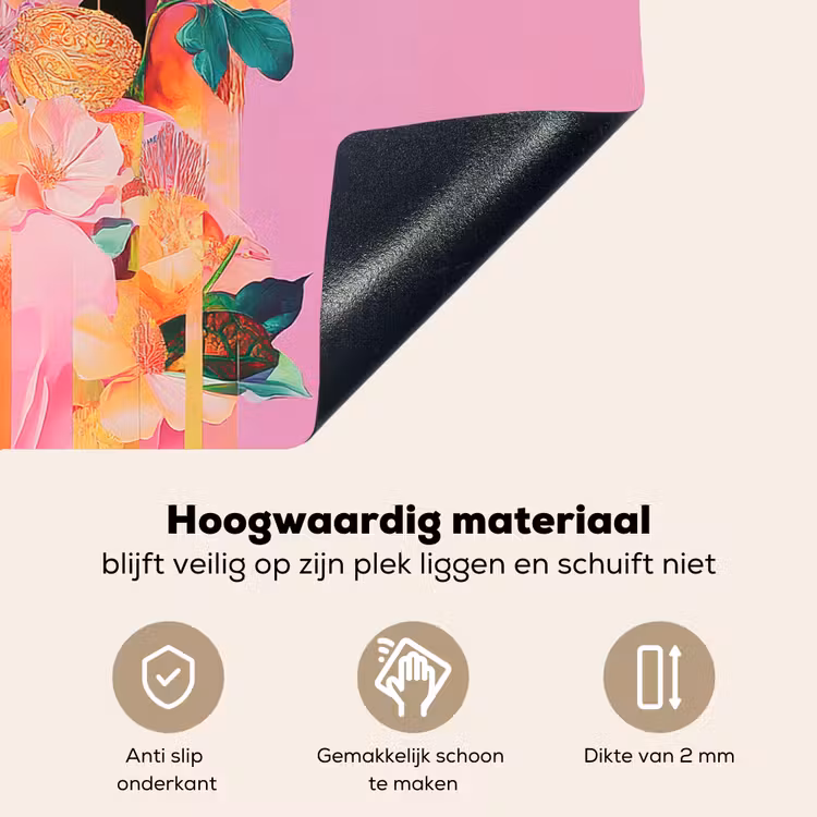 Vrouw - Bloemen - Paars - Abstract Inductie beschemer met haakjes klein -ky-onderkant-nl