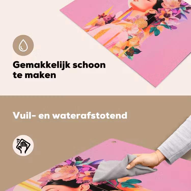 Vrouw - Bloemen - Paars - Abstract Inductie beschemer met haakjes klein -ky-schoon-nl