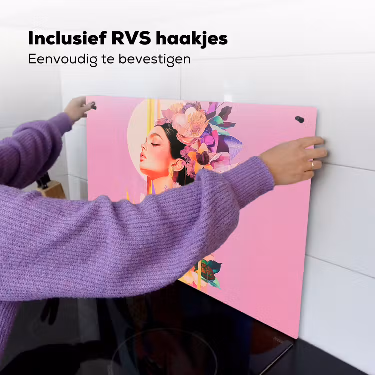Vrouw - Bloemen - Paars - Abstract Inductie beschemer met haakjes klein -ky-ophangen-nl