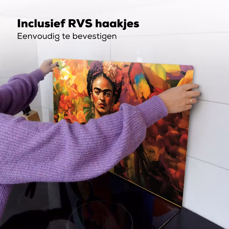 Vrouw - Bloemen - Papegaai - Schilderachtig Inductie beschemer met haakjes klein -ky-ophangen-nl