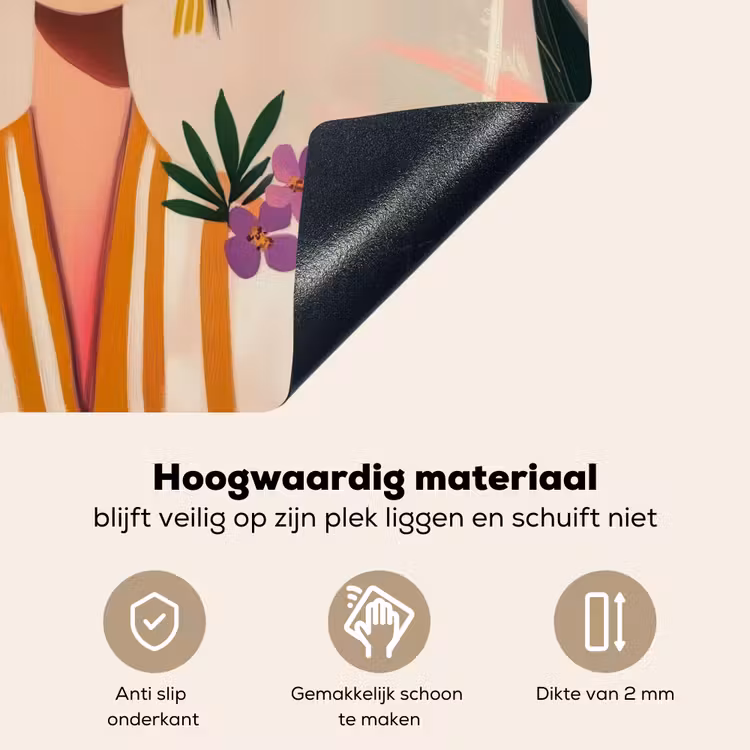 Vrouw - Bloemen - Pastel Inductie beschemer met haakjes middel -ky-onderkant-nl