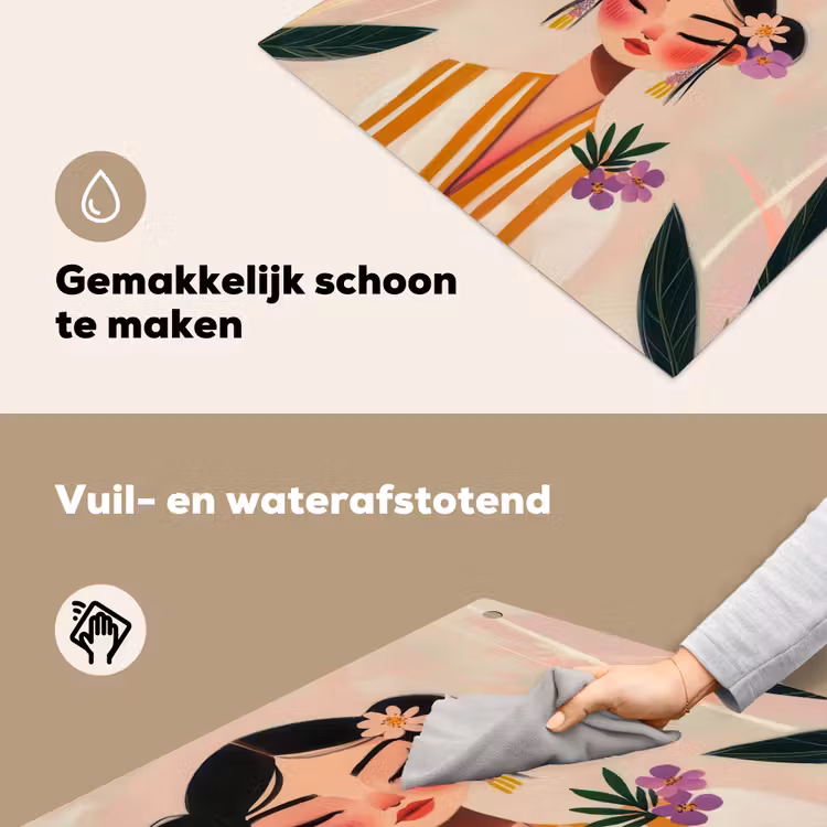 Vrouw - Bloemen - Pastel Inductie beschemer met haakjes middel -ky-schoon-nl