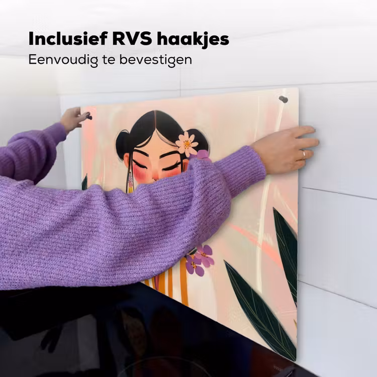 Vrouw - Bloemen - Pastel Inductie beschemer met haakjes middel -ky-ophangen-nl