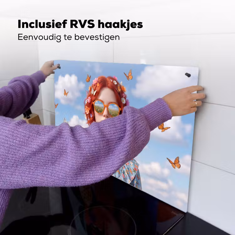 Vrouw - Bloemen - Zomer - Portret - Kleurrijk Inductie beschemer met haakjes klein -ky-ophangen-nl