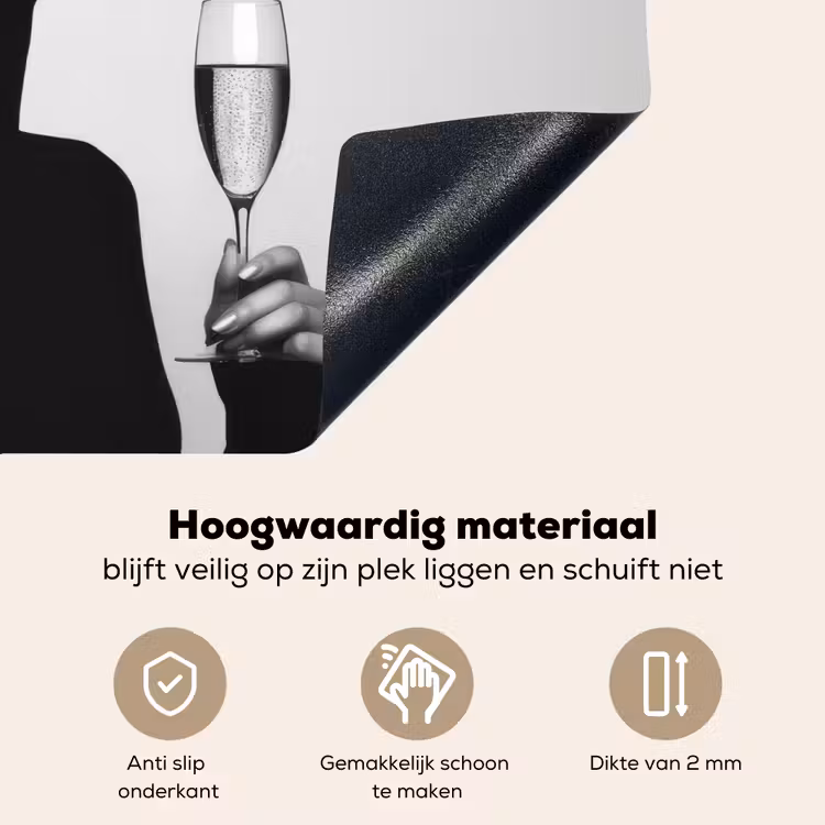 Vrouw - Champagne - Modern Inductie beschemer met haakjes klein -ky-onderkant-nl