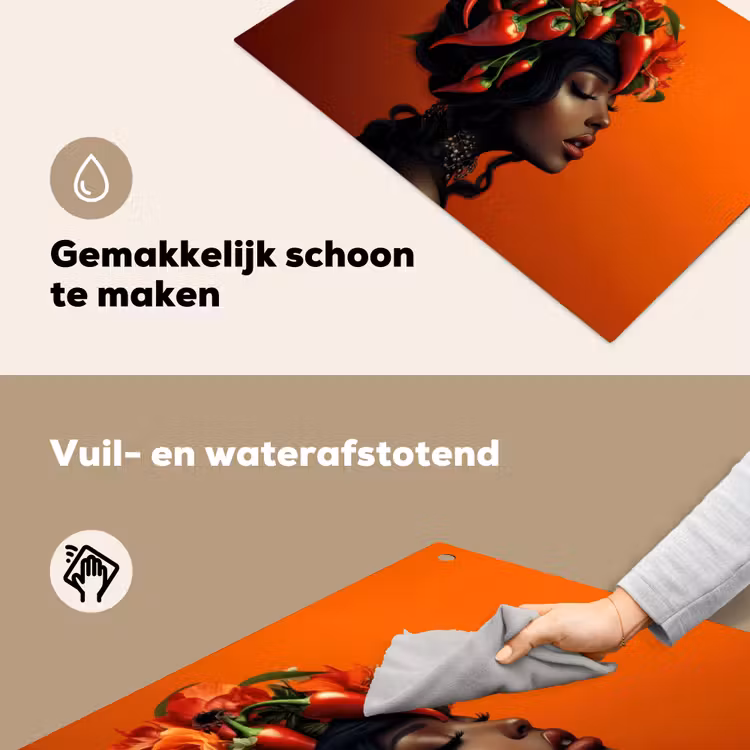 Vrouw - Chilipepers - Pepers - Bloemen Inductie beschemer met haakjes klein -ky-schoon-nl