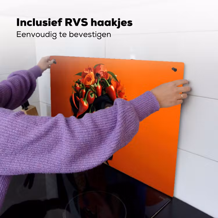 Vrouw - Chilipepers - Pepers - Bloemen Inductie beschemer met haakjes klein -ky-ophangen-nl