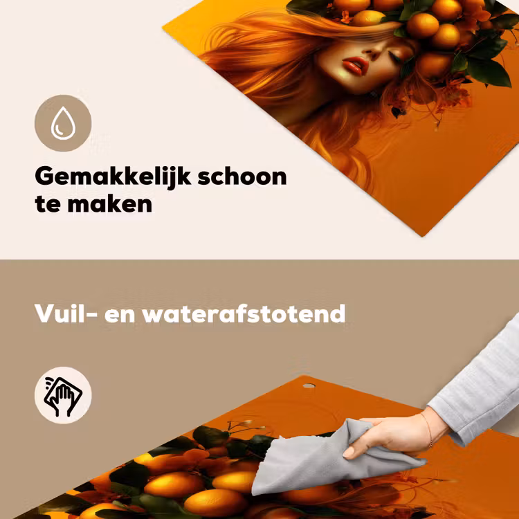 Vrouw - Citroenen - Bloesem - Geel Inductie beschemer met haakjes klein -ky-schoon-nl