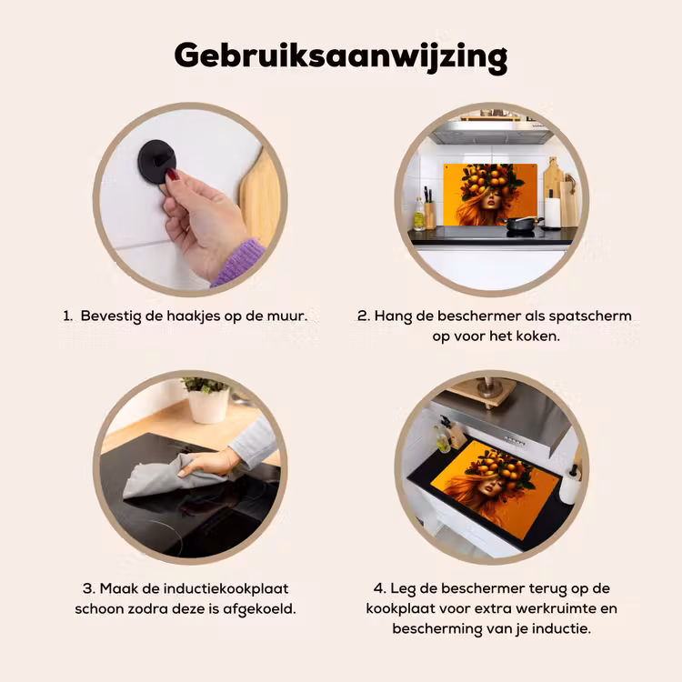 Vrouw - Citroenen - Bloesem - Geel Inductie beschemer met haakjes klein -ky-gebruik-nl