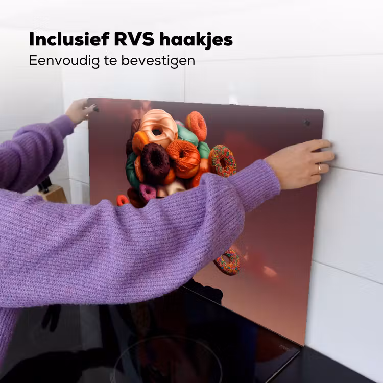 Vrouw - Donuts - Kleurrijk Inductie beschemer met haakjes klein -ky-ophangen-nl