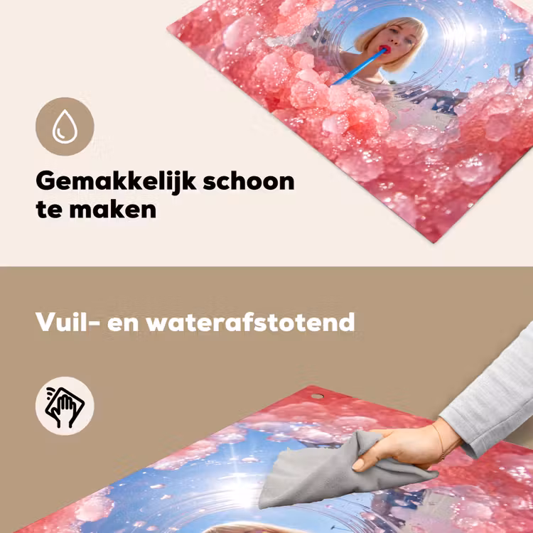 Vrouw - Drank - Zomer - Roze - Blauw Inductie beschemer met haakjes klein -ky-schoon-nl