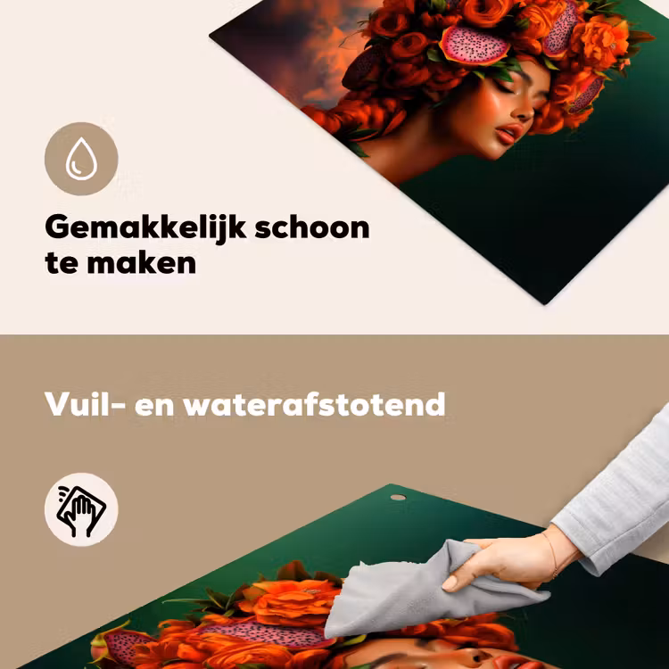 Vrouw - Drankenfruit - Rozen Inductie beschemer met haakjes klein -ky-schoon-nl