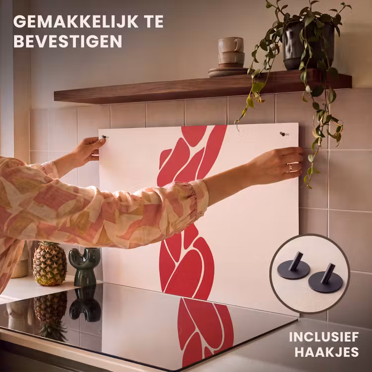 Vrouw - Figuur - Abstract - Modern - Rood Inductie beschemer met haakjes klein -ky-ophangen-nl