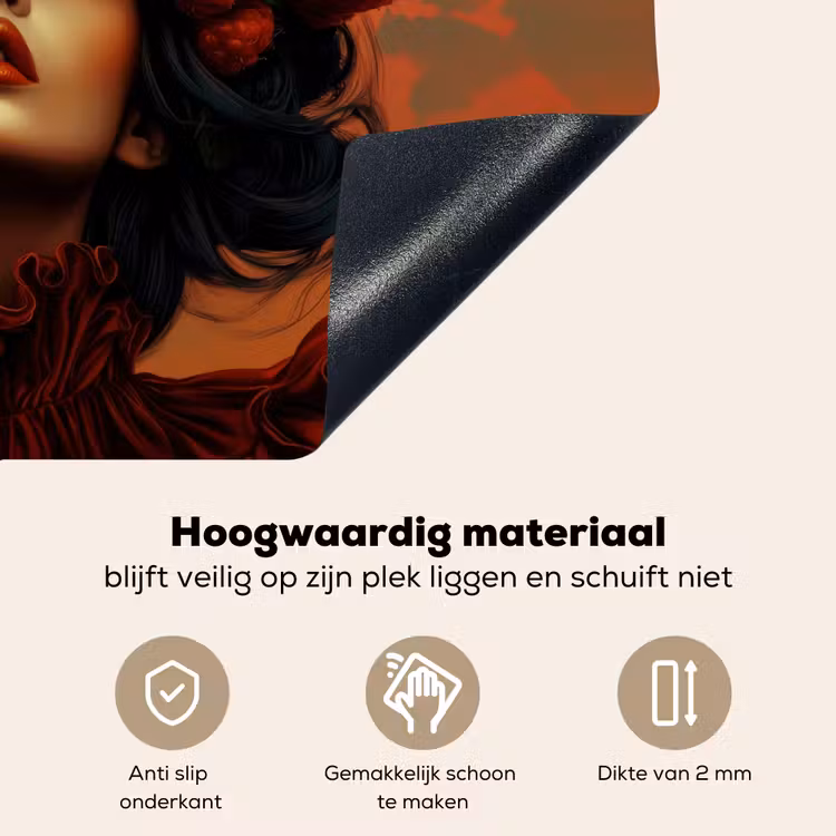 Vrouw - Frambozen - Bladeren Inductie beschemer met haakjes klein -ky-onderkant-nl