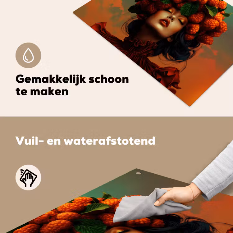 Vrouw - Frambozen - Bladeren Inductie beschemer met haakjes klein -ky-schoon-nl