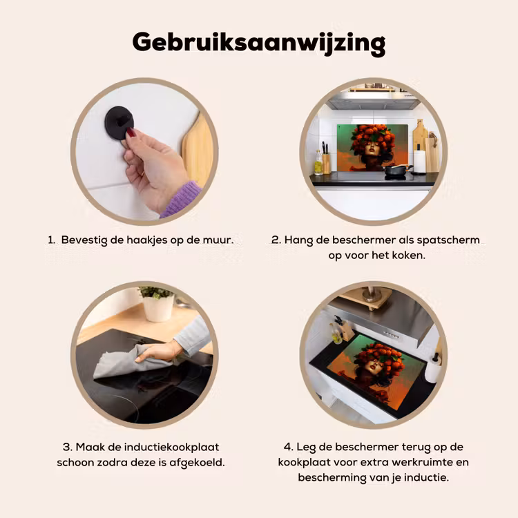 Vrouw - Frambozen - Bladeren Inductie beschemer met haakjes klein -ky-gebruik-nl