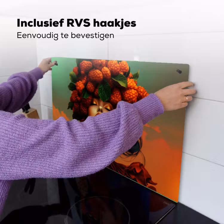 Vrouw - Frambozen - Bladeren Inductie beschemer met haakjes klein -ky-ophangen-nl