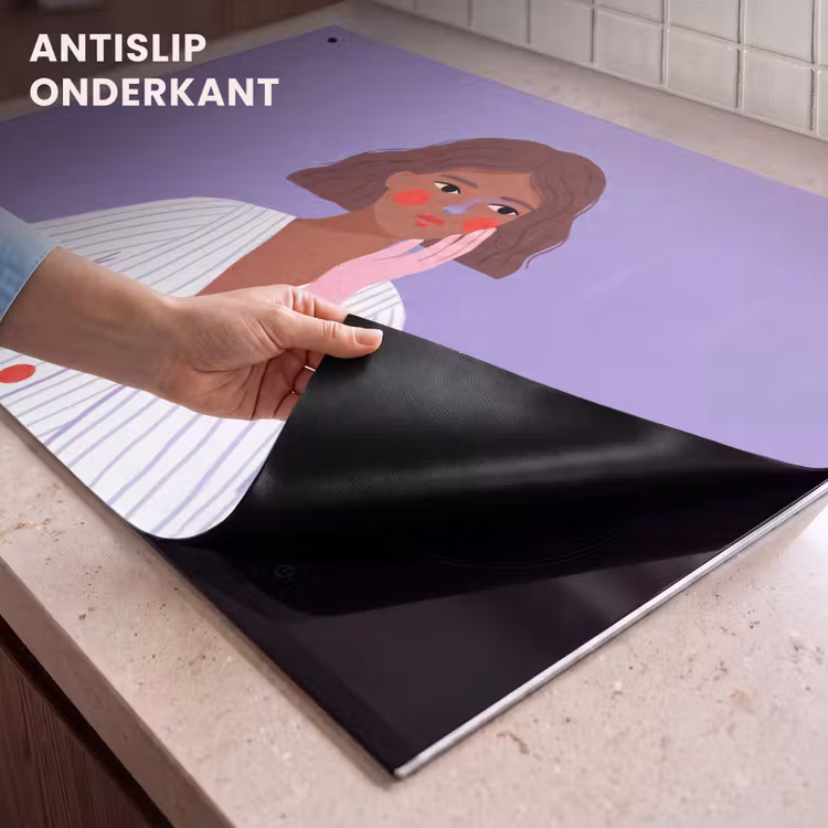 Vrouw - Gezicht - Mensen - Abstract - Kleurrijk Inductie beschemer met haakjes klein -ky-onderkant-nl