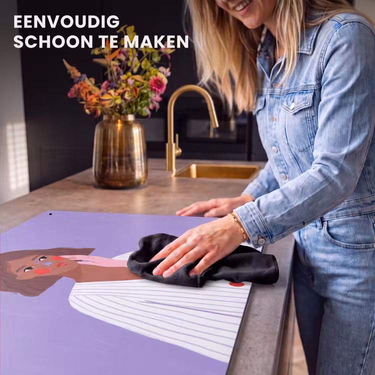 Vrouw - Gezicht - Mensen - Abstract - Kleurrijk Inductie beschemer met haakjes klein -ky-schoon-nl