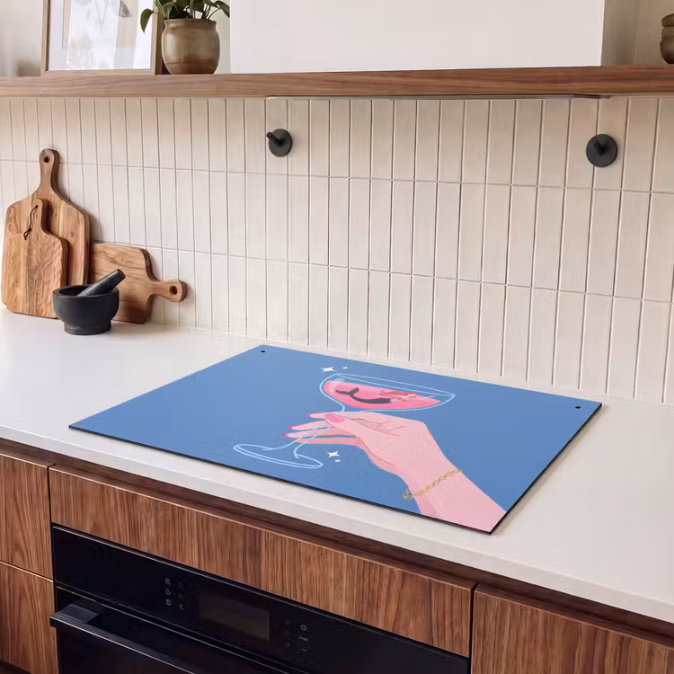 Vrouw - Glas - Abstract - Roze - Blauw Inductie beschemer met haakjes klein -sfeer1