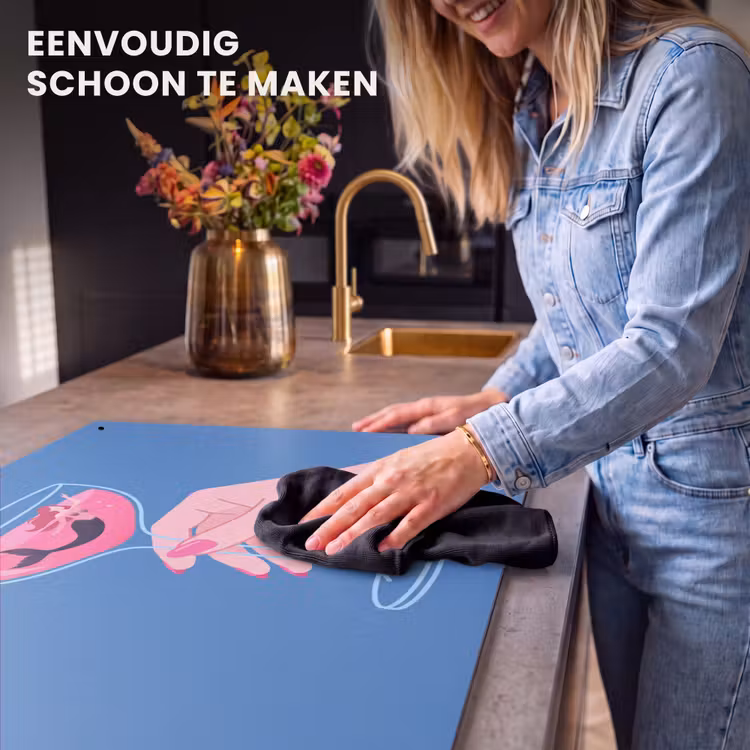 Vrouw - Glas - Abstract - Roze - Blauw Inductie beschemer met haakjes klein -ky-schoon-nl