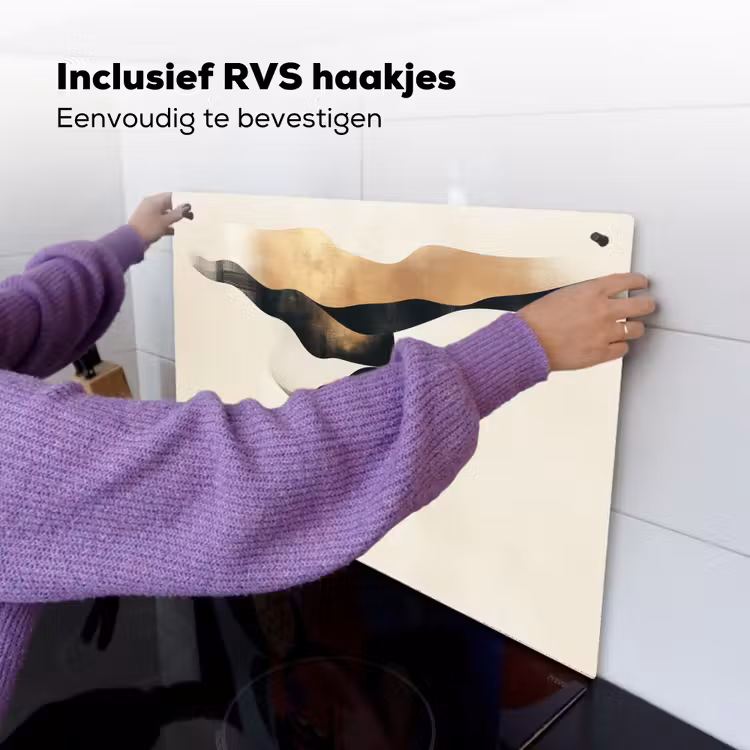 Vrouw - Golven - Zwart Inductie beschemer met haakjes klein -ky-ophangen-nl