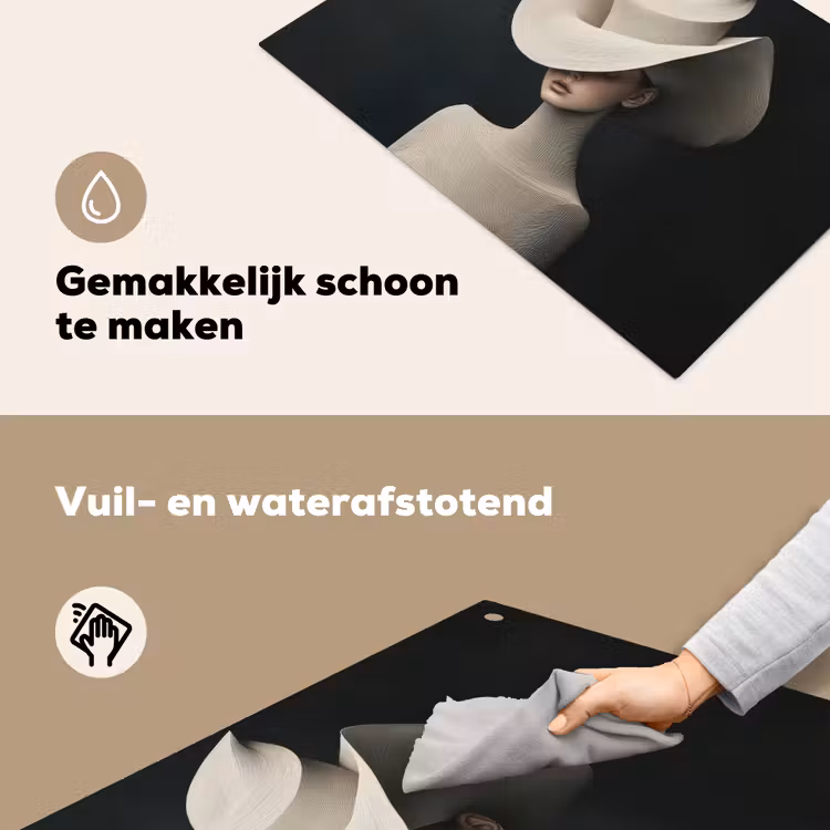 Vrouw - Golvende - Hoed Inductie beschemer met haakjes klein -ky-schoon-nl
