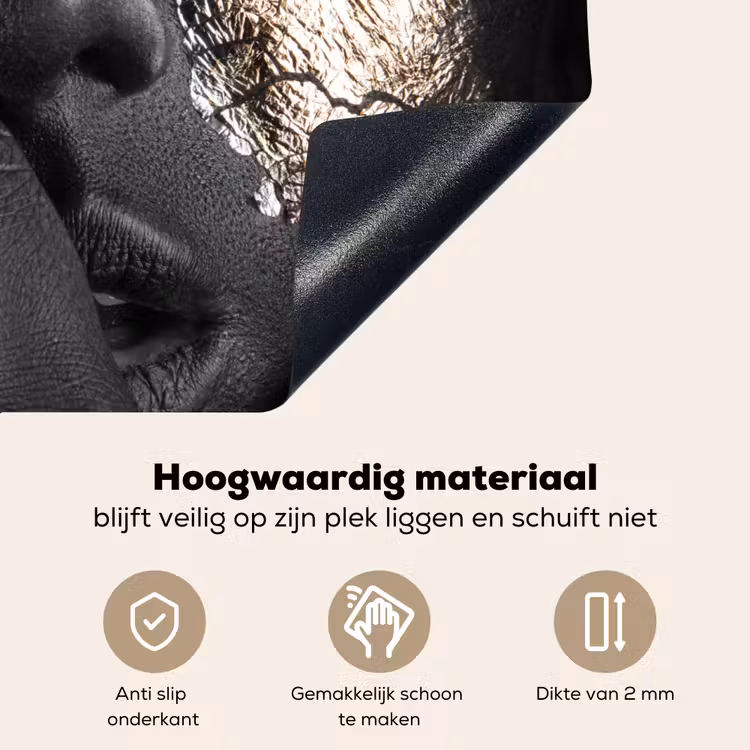 Vrouw - Goud - Zwart - Schmink - Luxe Inductie beschemer met haakjes klein -ky-onderkant-nl