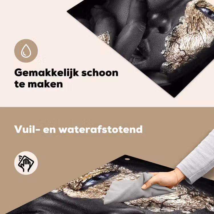 Vrouw - Goud - Zwart - Schmink - Luxe Inductie beschemer met haakjes klein -ky-schoon-nl