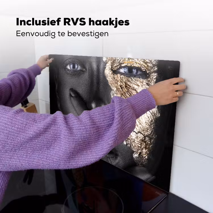 Vrouw - Goud - Zwart - Schmink - Luxe Inductie beschemer met haakjes klein -ky-ophangen-nl