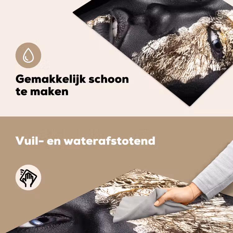 Vrouw - Goud - Zwart - Verf - Luxe Inductie beschemer met haakjes klein -ky-schoon-nl